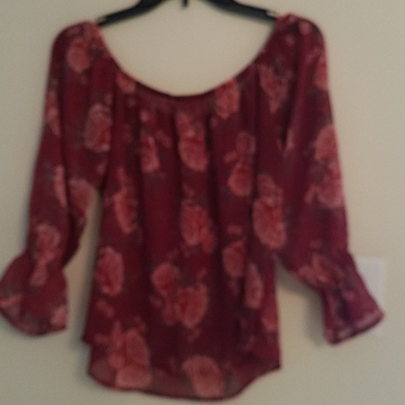 Flared Sleeve Floral Crop Top M - Picture 2 of 3